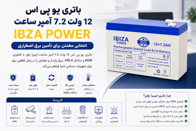 باتری یو پی اس 12 ولت 7.2 آمپر ساعت ایبیزا پاور